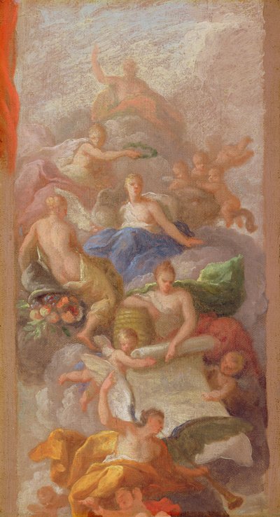 A Sketch of Gratitude Crowned by Peace, with Other Allegorical Figures of Industry, Fame and Plenty, c.1712-13 by James Thornhill